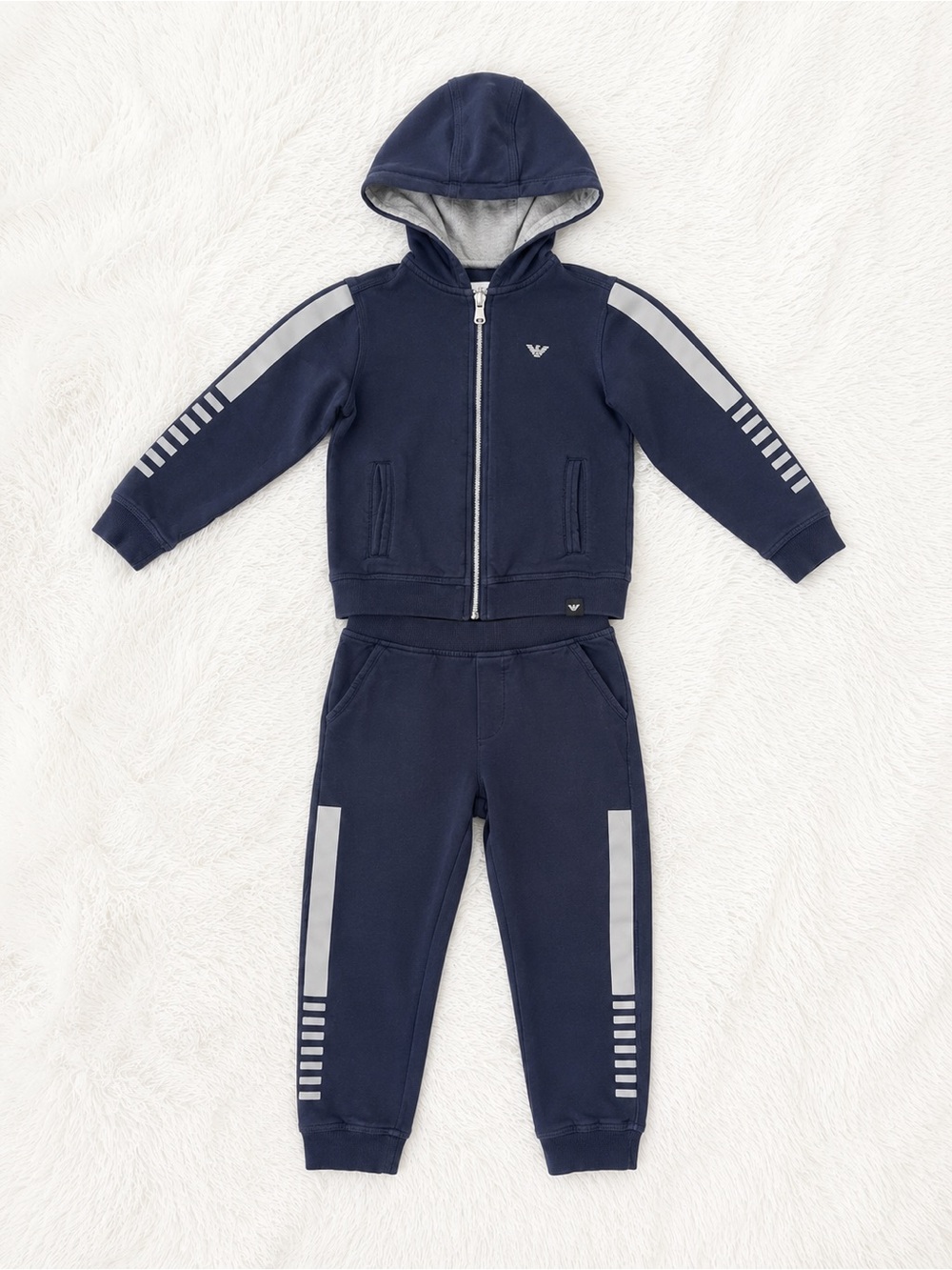 Armani Junior Navy & Gray Hooded Zip-Up Sweatshirt with Joggers
